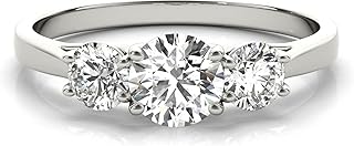 Bague de fiançailles de mariage à 3 pierres et diamants cultivés en laboratoire