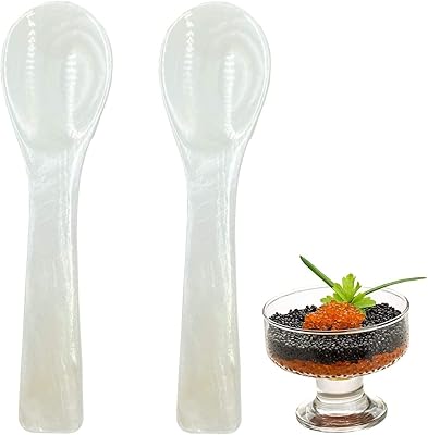 Cuillères à caviar ensemble de 2 cuillères glace cuillère en nacre blanche