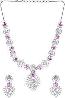 Parure de bijoux en pierre d'émeraude rose voila cz elegance, taille unique, laiton