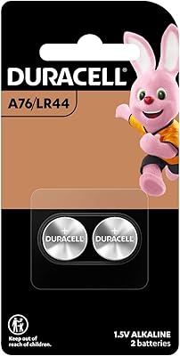 Pile alcaline ronde duracell lr44 1,5 v, paquet de 2 (76 ah/76 ah/v13ga)