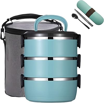 Boîte à bento isotherme empilable et étanche beauty, boîte à déjeuner 3 en