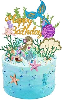Momobear kit de décoration de gâteau sirène 7 pièces décorations de gâteau joyeux