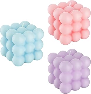 3 bougies cube à bulles, bougies de cire parfumées mignonnes, bougie parfumée faite