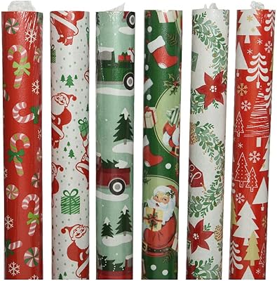 1956 farzi lot de 6 rouleaux de papier cadeau 5 mètres fantaisie