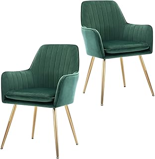 Chaises de salle à manger simples en velours mahmai, lot de 2, fauteuil