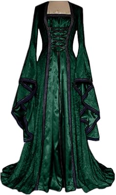 Momo femmes grande taille robe renaissance médiévale à lacets style irlandais longues robes