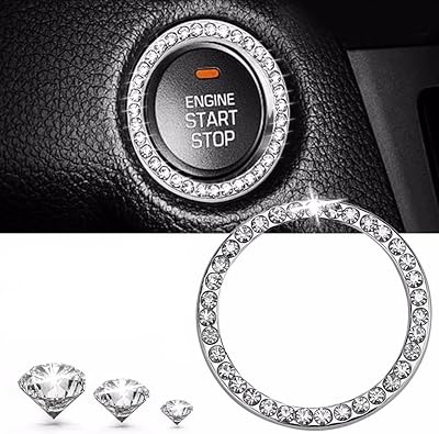 Couvercle de bouton d'arrêt du moteur pour accessoires de voiture (couleur argent diamant)