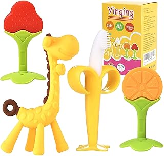 Jouets de dentition pour bébé (paquet de 4), anneau de dentition en silicone