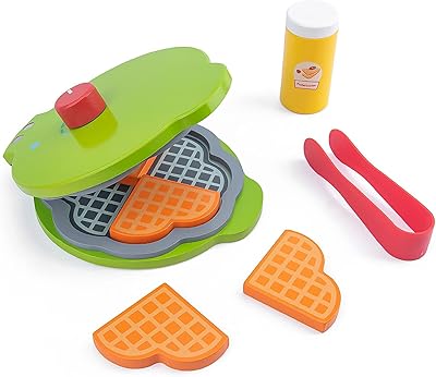 Jouet de crêpière de cuisine en bois, gaufrier pour enfants et tout-petits, ensemble