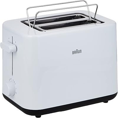Grille-pain petit-déjeuner avec deux fentes et 8 réglages de grillage pour chauffer le pain,