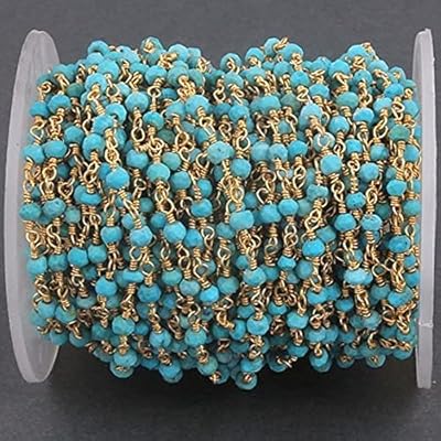 Chaîne de perles de style chapelet plaqué or 24 carats de 50 pieds