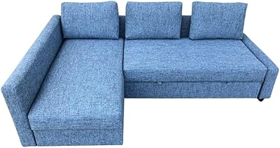 Canapé convertible en forme de l avec boîte de rangement et oreiller