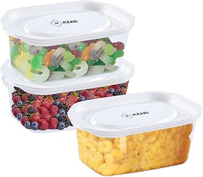Mazzari lot de 3 récipients alimentaires de cuisine en plastique bacs de conservation