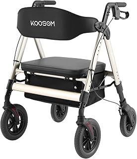 Déambulateur à roulettes robuste kosum - déambulateur bariatrique avec grand siège 19 pouces
