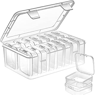 14 petits récipients de stockage de perles en plastique transparent avec couvercle à