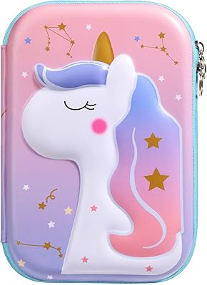 Trousse à crayons licorne pour filles trousse de protection rose et violette