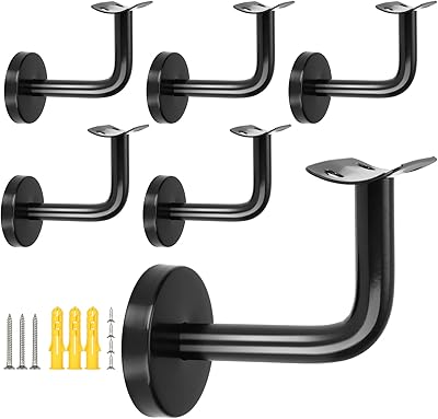 Support de main courante noir 6 pièces, supports de rampe d'escalier en acier