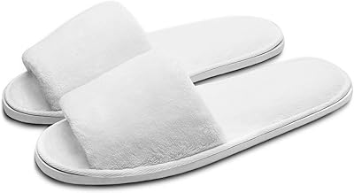 Lingeiher 5 paires de pantoufles blanches de luxe à bout ouvert pour spa