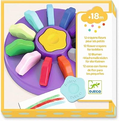 Crayons de couleur djeco à motif floral pour jeunes enfants, 12 pièces, multicolore