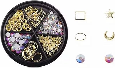 Accessoires de nail art en strass mélangés 6 sections décoration d'ongles
