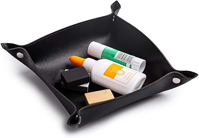 Plateau à bijoux en cuir, plateau de table d'entrée portable, plateau de table de chevet, petit plateau de bureau de voyage pour clés, portefeuille, montre, pièces de monnaie, rouge à lèvres (noir). Shopping en ligne au Sénégal ? Pensez Diaytar !