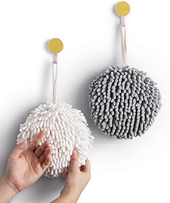 Serviette boule moelleuse sophie & panda (lot de 2) blanc et gris