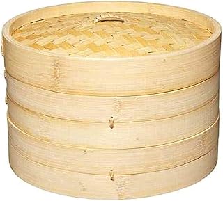 Cuiseur vapeur double couche en bambou fait main li ying avec couvercle