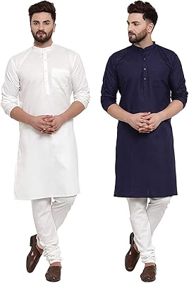 Ensemble pyjama kurta en coton pour homme (lot de 2 kurtas)