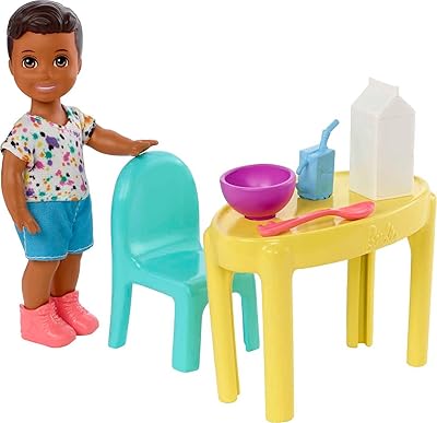 Mini poupée barbie et accessoires babysitters inc. ensemble de avec table