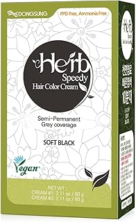 Teinture capillaire herb speedy sans pp couleur noire douce ammoniaque contient une protection