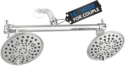 Pomme de douche double brooks avec valve intégrée, haute pression, conception de pomme