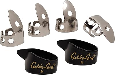 Ensemble de médiators pour guitare pouce et doigt national np1-7b en acier inoxydable