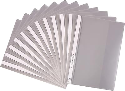 Couvertures de rapports zokov a4 transparentes, paquet gris x 12 pièces, couvertures