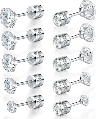 Un ensemble de boucles d'oreilles en titane incrusté de pierres de zircone cubiques