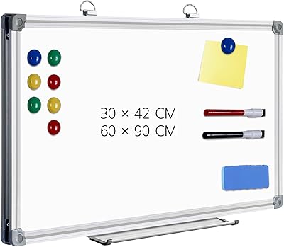 Tableau blanc magnétique mural quinlink 30 x 42 cm a3, cadre en aluminium