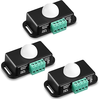 Paquet de 3 détecteurs de mouvement infrarouge led c à capteur pir réglable
