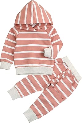 Ensemble de vêtements d'hiver pour petite fille composé d'un sweat-shirt rayé à manches