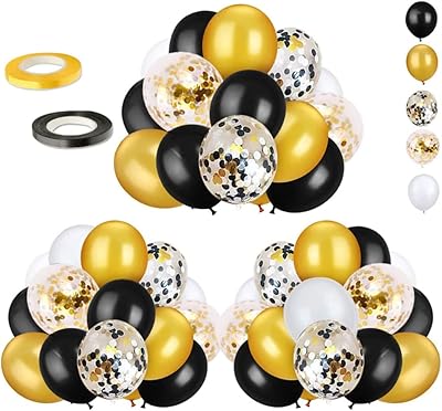 Ensemble de ballons à confettis noirs et dorés beauty de 12 pouces