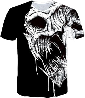 T-shirt unisexe à manches courtes avec motif numérique 3d et squelette pour hommes