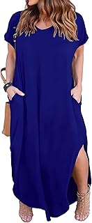Robe longue décontractée à manches courtes et fendue nemidor pour femmes, grande taille