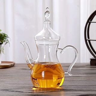 Théière en verre borosilicate transparent résistant à la chaleur de style arabe luxuriant