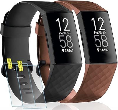 Bracelet de remplacement réglable classique et 2 protecteurs d'écran compatibles avec fitbit