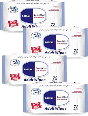 Lingettes nettoyantes extra larges pour adultes kool & cool, 72 feuilles - paquet