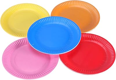 Toyvian 50pcs plateaux d'assiettes en papier colorées jetables pour anniversaire d'enfants