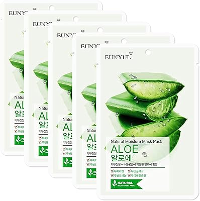 Pack de masques hydratants naturels yunyeol - aloe vera, 5 pièces | fabriqué en corée, k beauty. Faites-vous plaisir sans culpabiliser avec Diaytar