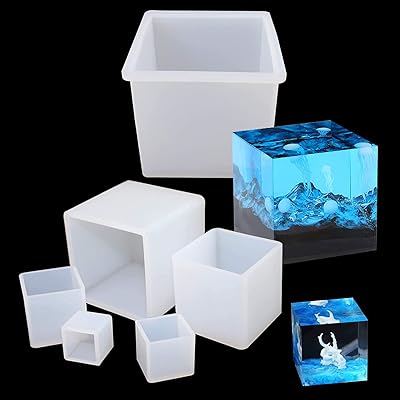 6 pièces de grands moules en résine de silicone cubes carrés époxy moulage