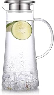 Carafe en verre womdee avec couvercle pour eau chaude et froide, thé glacé