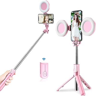 Honpolo ring light avec trépied anneau led en direct support de téléphone
