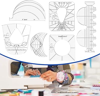Paquet de 6 règles de machine à coudre en acrylique, kit d'outils