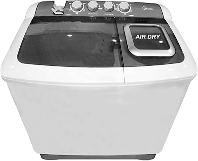Lave-linge semi-automatique media mte100p1101q à double cuve, capacité 10 kg - blanc